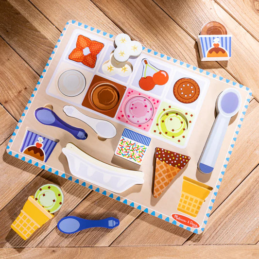 Ice Cream Wooden Magnetic Puzzle & Play Set - 16 Pieces