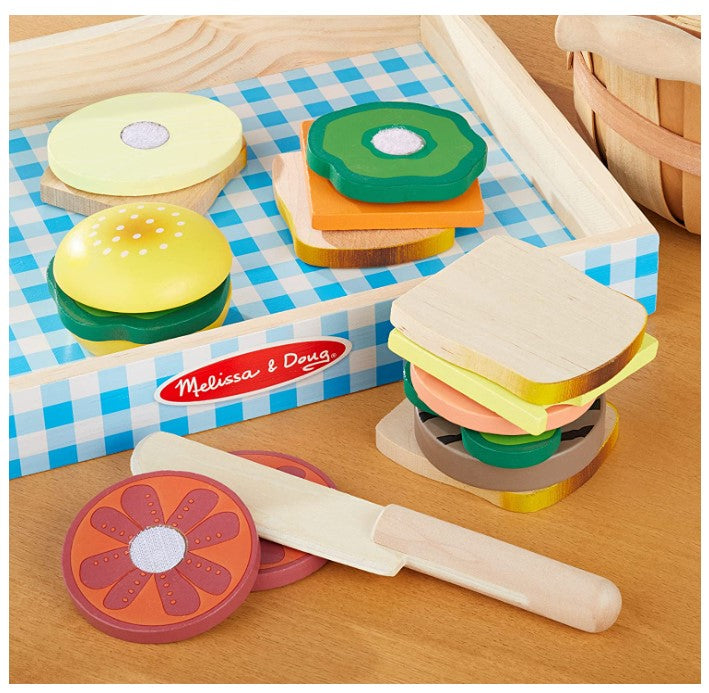 Wooden Sandwich-Making Pretend Play Food Set