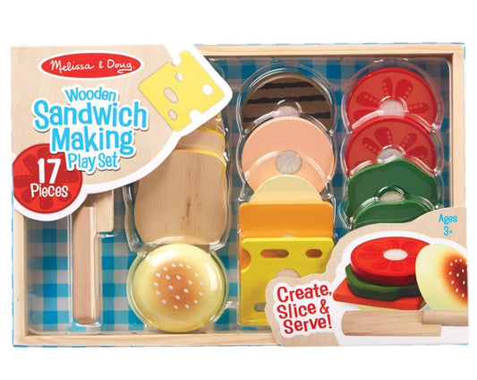 Wooden Sandwich-Making Pretend Play Food Set
