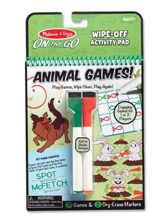 Water Animal Games Wipe-Off Activity Pad – On the Go Travel Activity