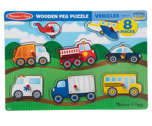 Vehicles Wooden Peg Puzzle (8 pcs)