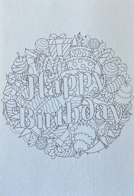 WAMA Coloring Post Card - Happy Birthday