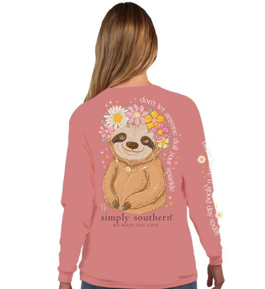 Girls Youth Sloth Long Sleeve T-Shirt