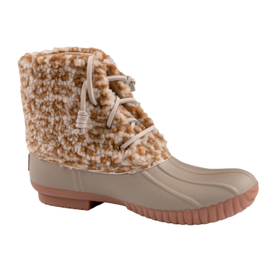 Women's Tan Leopard Duck Boots