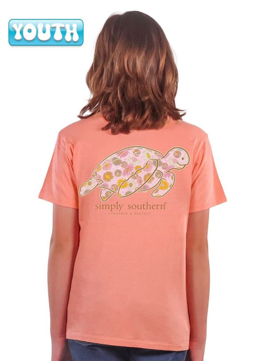 Girls Youth Flower Turtle (Turtle Tracker) Short Sleeve T-Shirt